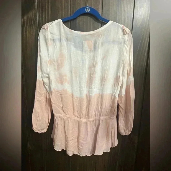 Chaser Shirt Womens-Medium Ruffle Pintuck Peplum Pink Cottagecore Prairie-core - Picture 2 of 5